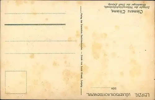 Ak Leipzig in Sachsen, Clemens Thieme, Völkerschlachtsdenkmal