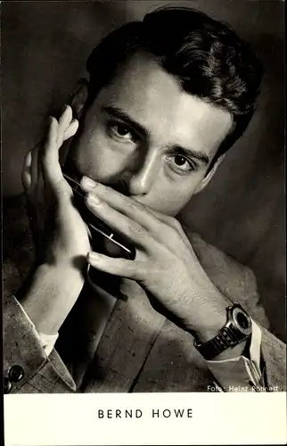 Ak Bernd Howe, Mundharmonika, Portrait