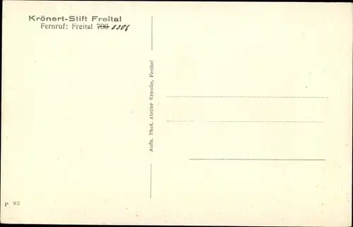 Ak Freital in Sachsen, Haushaltungsschule Krönert Stift