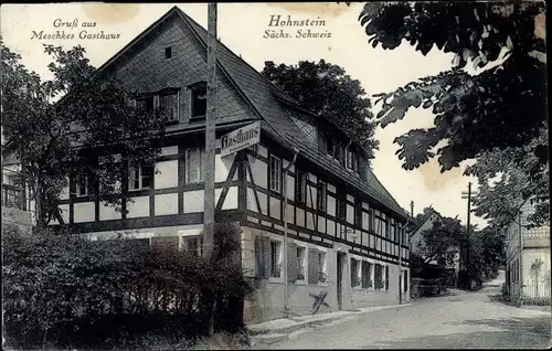 Ak Hohnstein in der Sächsischen Schweiz, Gasthaus, Bes. Otto Meschke