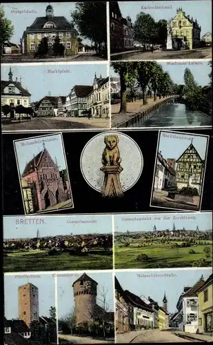 Ak Bretten im Kreis Karlsruhe Baden Württemberg, Simmelturm, Pfeifferturm, Kaiserdenkmal