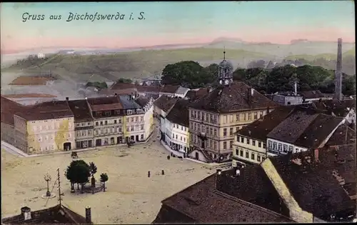 Ak Bischofswerda in Sachsen, Marktplatz, Rathaus