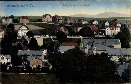 Ak Großröhrsdorf in Sachsen, Panorama, Blick von der neuen Schule