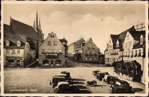 Ak Lommatzsch in Sachsen, Markt, Autos