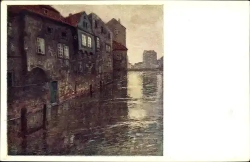 Künstler Ak Simon, T. F., Praha Prag, Prager Venedig, Kanal Čertovka, Teufelsbach