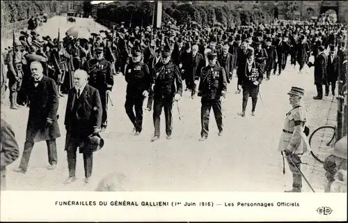 Ak Paris, Funerailles du General Gallieni 1 Juin 1916, Les Personnages Officiels