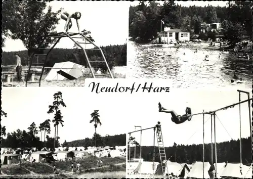 Ak Neudorf Harzgerode Harz, Birnbaumteich mit Zeltplatz