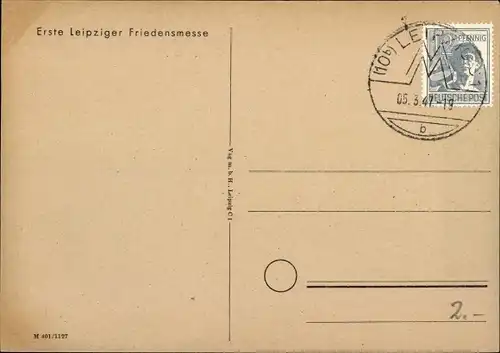 Künstler Ak Leipzig, Erste Leipziger Friedensmesse 1947, Komponist Johann Sebastian Bach