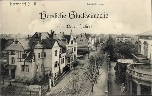 Ak Hermsdorf Thüringen, Bahnhofstraße, Glückwunsch Neujahr