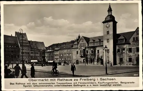 Ak Freiberg in Sachsen, Obermarkt mit Rathaus