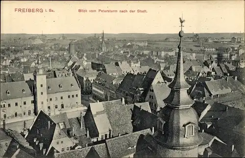 Ak Freiberg in Sachsen, Blick vom Petersturm nach der Stadt