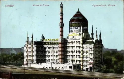 Ak Dresden in Sachsen, Zigarettenfabrik Yenidze, Weisseritz Straße