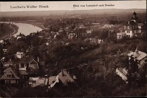 Ak Dresden Weißer Hirsch, Blick vom Luisenhof nach Dresden