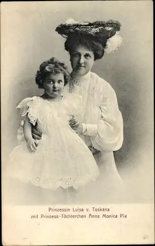 Ak Prinzessin Luisa von Toskana mit Prinzess-Tochter Anna Monica Pia