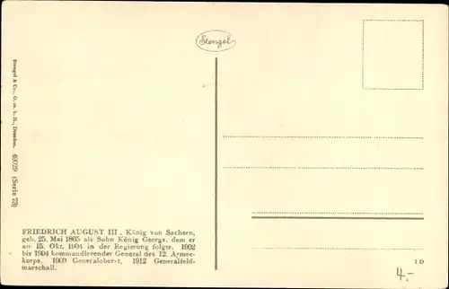 Ak König Friedrich August III. von Sachsen, Portrait