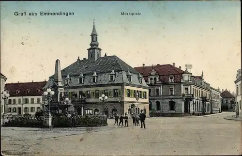 Ak Emmendingen im Breisgau Baden, Marktplatz, Denkmal