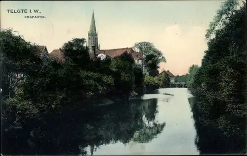 Ak Telgte in Westfalen, Emspartie, Kirche