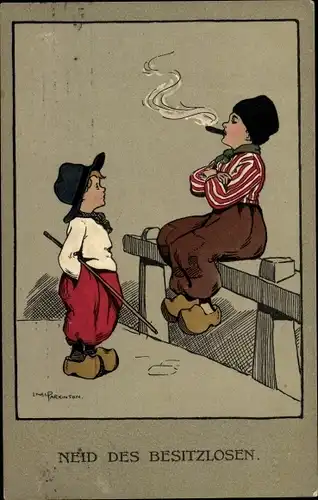 Künstler Ak Parkinson, Ethel, Envy, Neid des Besitzlosen, rauchender Junge