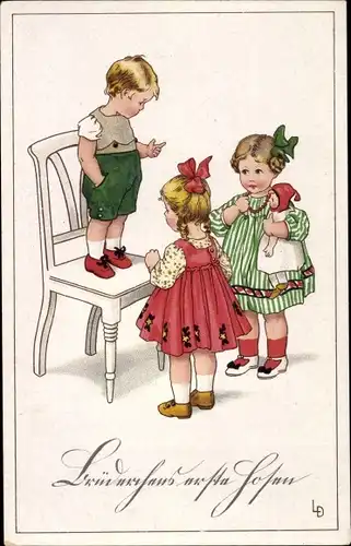 Künstler Ak Döring, Lia, Brüderchens erste Hosen, Kinder