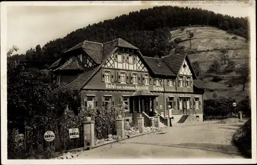 Ak Gausbach Forbach im Schwarzwald Baden, Hotel u. Pension zur schönen Aussicht