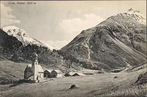 Ak Vent Sölden in Tirol, Kirche, Ort im Ötztal