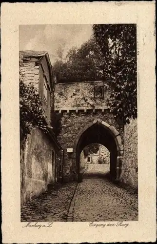 Ak Marburg an der Lahn, Einganz zur Burg