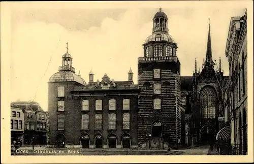 Ak Goes Zeeland Niederlande, Stadhuis met Kerk