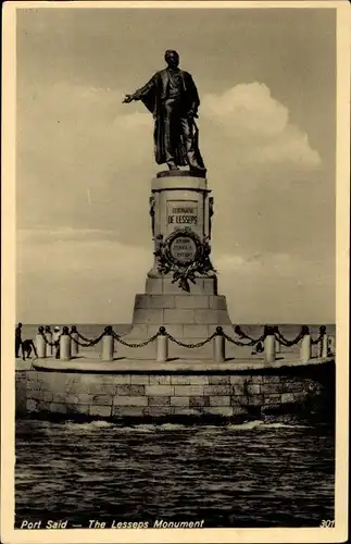 Ak Port Said Ägypten, The Lesseps Monument