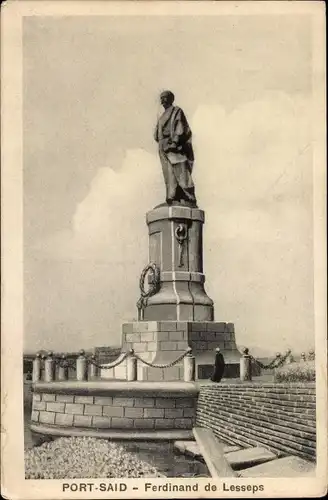 Ak Port Said Ägypten, The Lesseps Monument