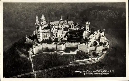 Ak Zimmern Bisingen im Zollernalbkreis, Burg Hohenzollern, Fliegeraufnahme