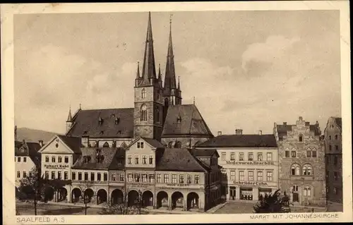 Ak Saalfeld an der Saale Thüringen, Markt mit Johanneskirche