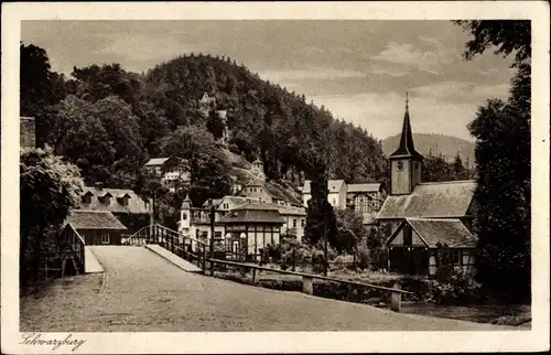 Ak Schwarzburg im Schwarzatal Thüringen, Partie bei der Kirche
