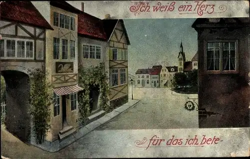 Ak Ich weiß ein Herz für das ich bete, Straßenpartie in einem Ort