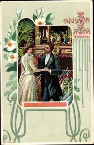 Passepartout Ak Liebespaar, Küssen ist keine Sünd