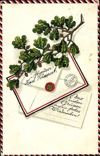 Ak Eichenlaub, Patriotik Kaiserreich, Feldpostbrief