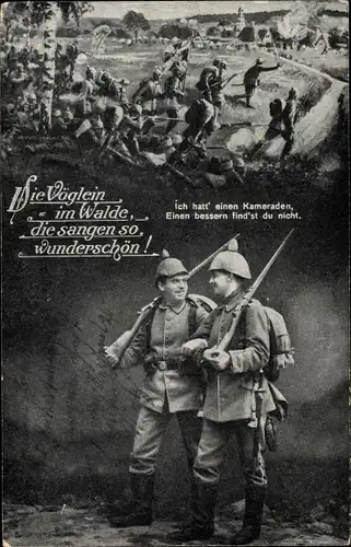 Ak Die Vöglein im Walde, die sangen so wunderschön, Deutsche Soldaten in Uniformen