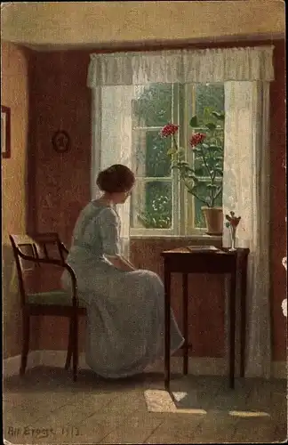 Künstler Ak Broge, Alfred, Dänische Kunst, In Gedanken