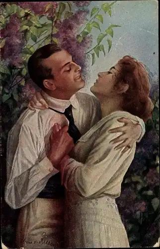 Künstler Ak Riesen, A. v., Im Frühling des Lebens, Liebespaar, Umarmung