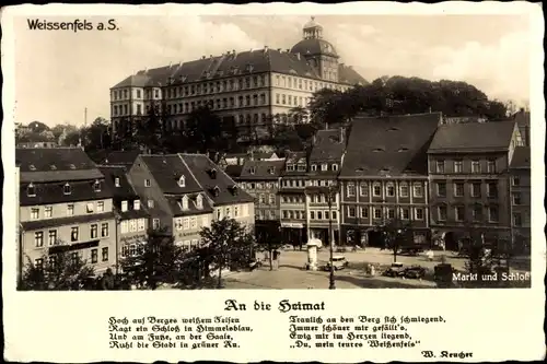 Ak Weißenfels an der Saale, Markt und Schloss, Gedicht An die Heimat