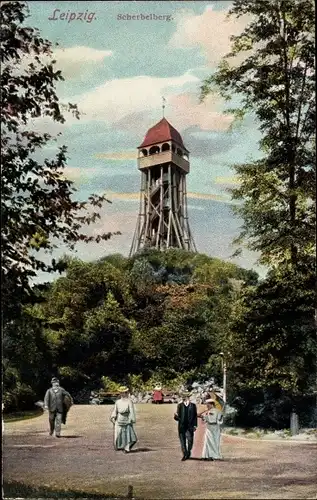 Ak Leipzig in Sachsen, Scherbelberg, Passanten