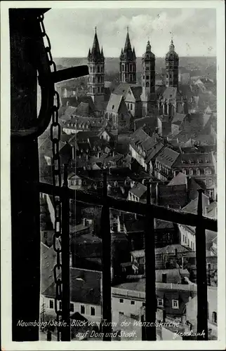 Ak Naumburg an der Saale, Blick vom Turm der Wenzelskirche auf Dom und Stadt