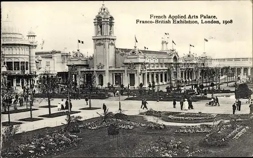 Ak London City England, Franco-British Exhibition 1908, French Applied Arts Palace