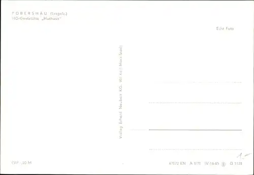 Ak Pobershau Erzgebirge, HO Gaststätte Huthaus