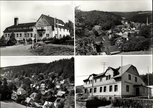 Ak Pobershau Erzgebirge, FH Haus Katzenstein, Ortsansicht, BFH Schwarzbeerschänke