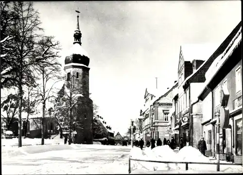 Ak Olbernhau im Erzgebirge, Straßenansicht im Schnee