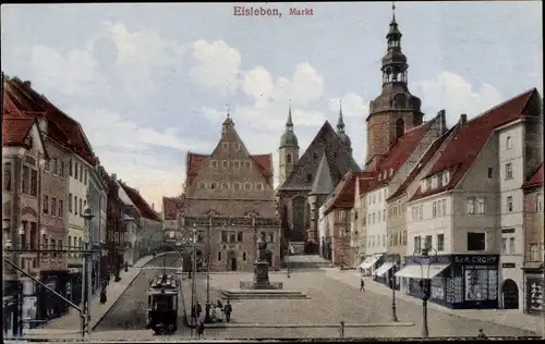 Ak Lutherstadt Eisleben in Sachsen Anhalt, Markt