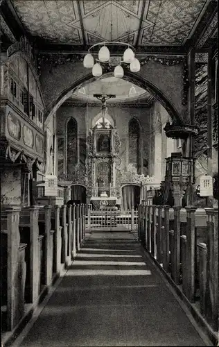 Ak Gräfenhainichen im Kreis Wittenberg, St. Marienkirche, Mittelschiff, Altar