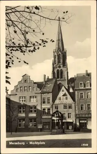 Ak Merseburg an der Saale, Marktplatz, Kirchturm