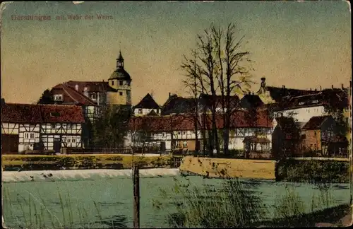 Ak Gerstungen in Thüringen, Wehr der Werra