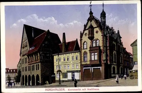 Ak Nordhausen am Harz, Kornmarkt mit Stadthaus